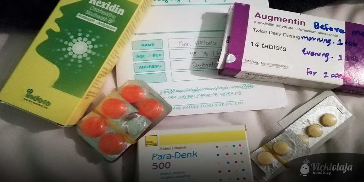 in Myanmar ins Krankenhaus I medizin I Tabletten I Notizbuch