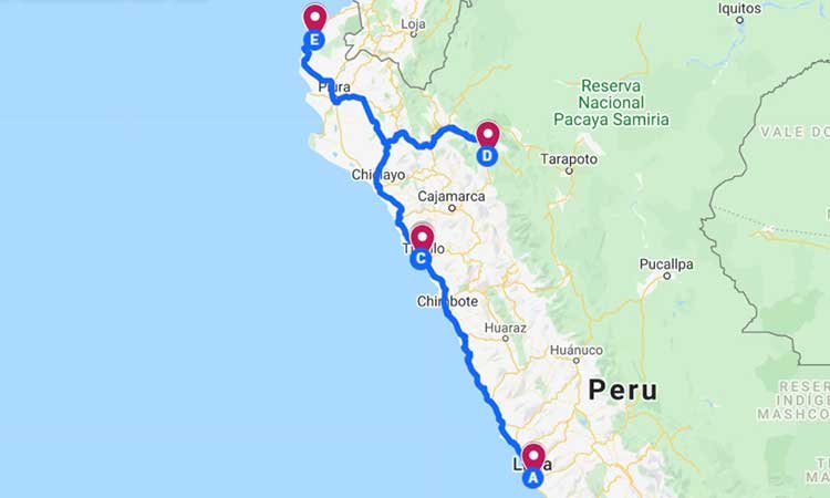 Peru in 10 days map