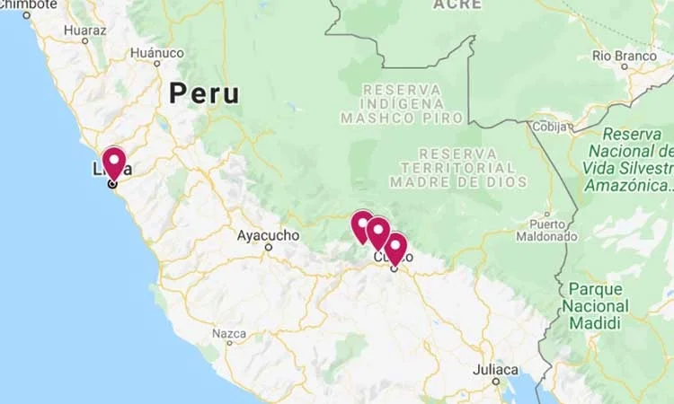 Peru 10 days itinerary map
