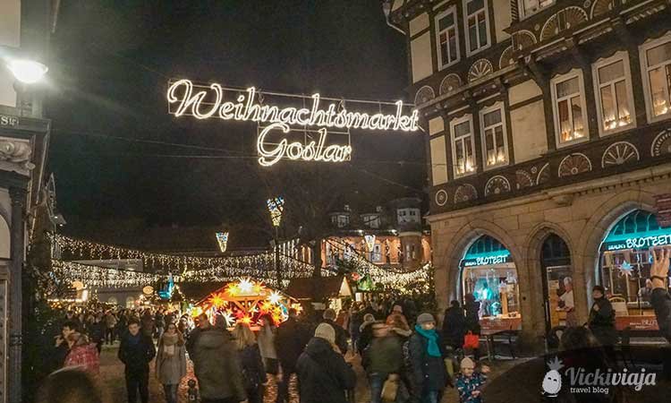 illuminated entrance to the Christmas Market in Goslar