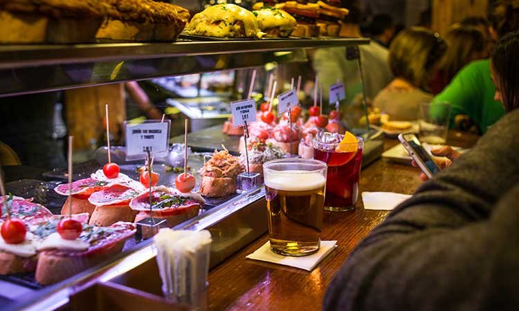 Madrid tapas bar with drinks