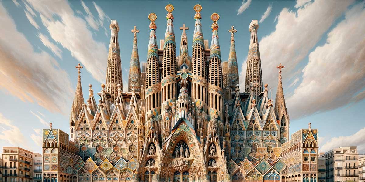 Sagrada Familia in different architectural variations